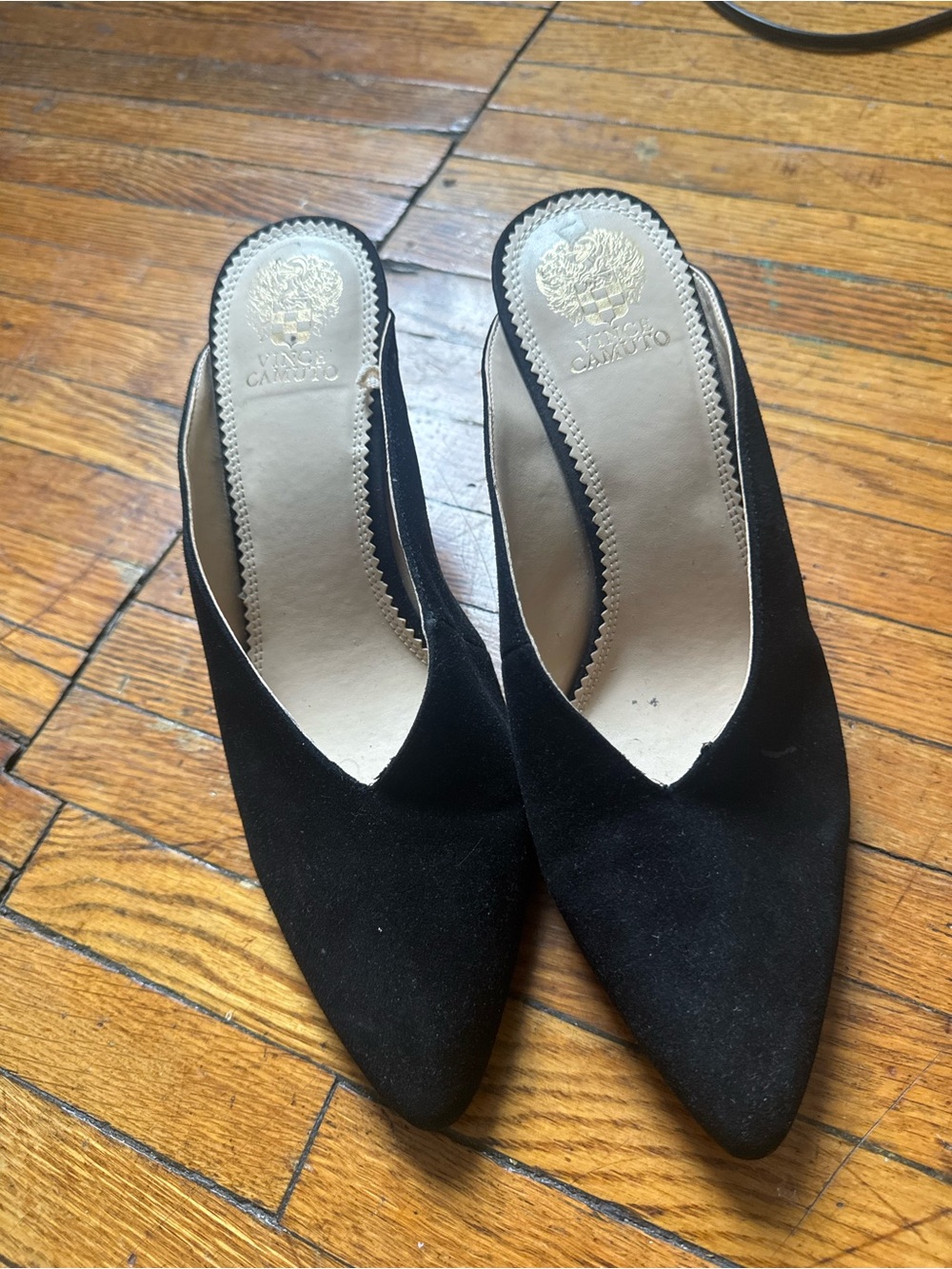 Vince Camuto Black Suede Pointed-Toe Mules